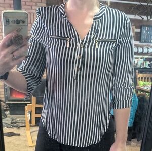 Streetwear Society Black and White Striped Blouse